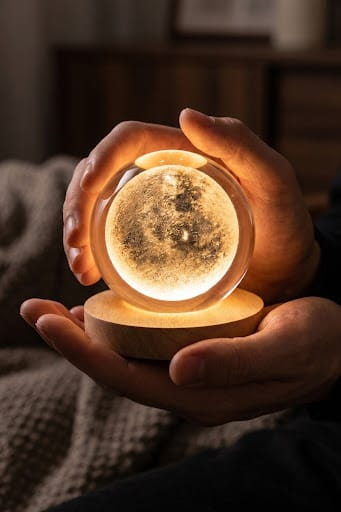 MOON  crystal ball lamp  -3D Moon night light USB  Table lamp for Bedroom Home Decore style  & gift
