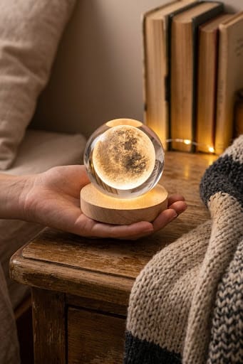 MOON  crystal ball lamp  -3D Moon night light USB  Table lamp for Bedroom Home Decore style  & gift