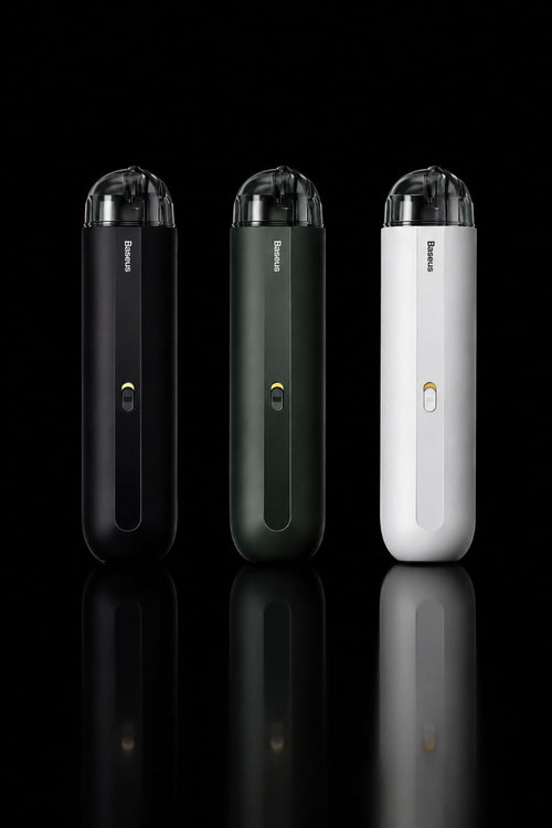 BASEUS Wireless Car Vacuum Cleaner – 5000Pa Suction, HEPA Filter, 6000mAh Battery – Dark Night Green & Bright Moon White